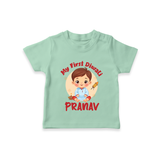 Baby's First Diwali Tshirt | Custom Tshirt for Little Devotees - MINT GREEN - 0-5 Months Old (Chest 17")