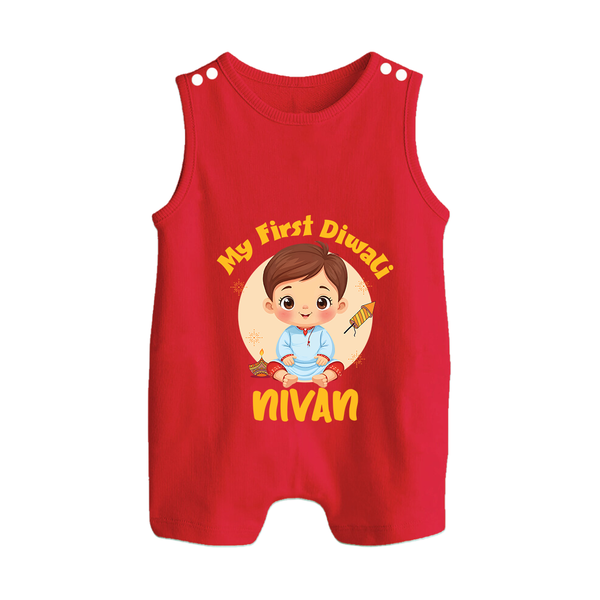 Baby's First Diwali Romper Suit | Custom Romper Suit for Little Devotees - RED - 0 - 5 Months Old (Chest 18")