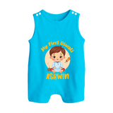 My First Diwali Joy Button Romper - SKY BLUE - New Born (Chest 18")