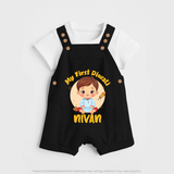 Baby's First Diwali Dungaree Set | Custom Dungaree Set for Little Devotees - BLACK - 0 - 5 Months Old (Chest 18")