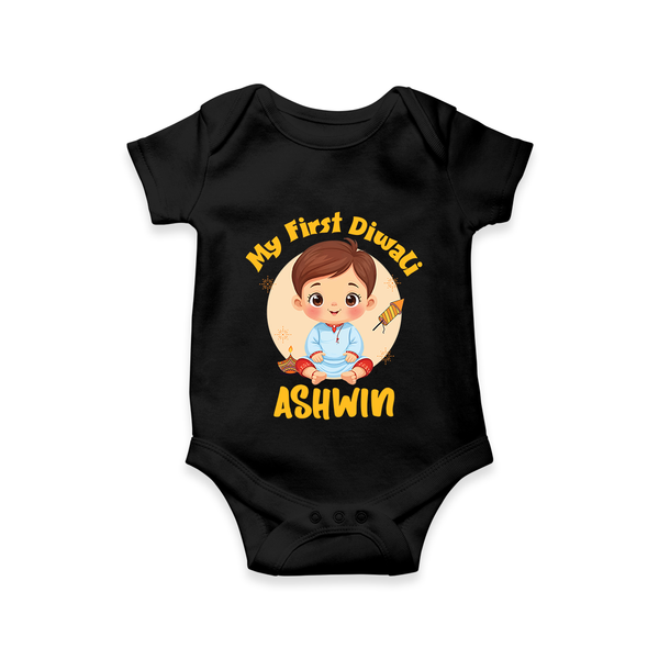 My First Diwali Joy Romper - BLACK - New Born (Chest 14")
