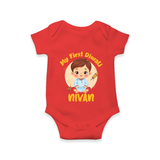 Baby's First Diwali Romper | Custom Romper for Little Devotees - RED - New Born (Chest 14")