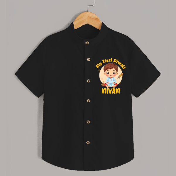 Baby's First Diwali Shirt | Custom Shirt for Little Devotees - BLACK - 0 - 6 Months Old (Chest 23")