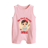 My First Diwali Star Button Romper - BABY PINK - New Born (Chest 18")