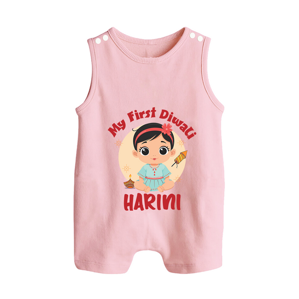 Sweet as Laddoo My First Diwali Romper Suit | Personalized Baby Romper Suit - BABY PINK - 0 - 5 Months Old (Chest 18")