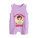 Sweet as Laddoo My First Diwali Romper Suit | Personalized Baby Romper Suit - LILAC - 0 - 5 Months Old (Chest 18")