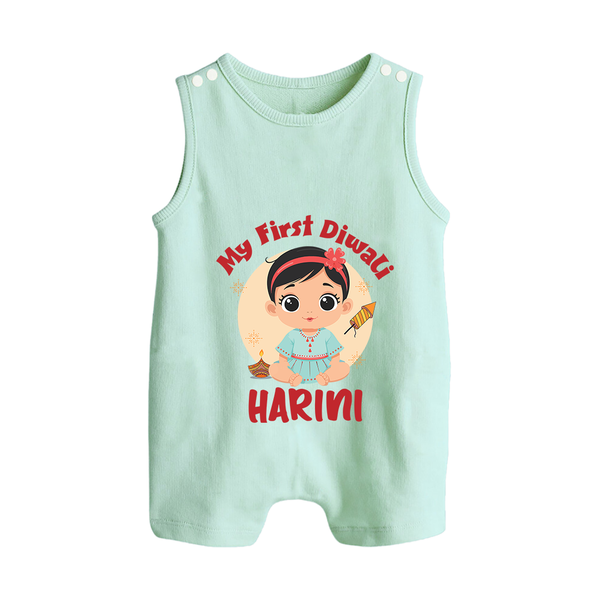 Sweet as Laddoo My First Diwali Romper Suit | Personalized Baby Romper Suit - MINT GREEN - 0 - 5 Months Old (Chest 18")