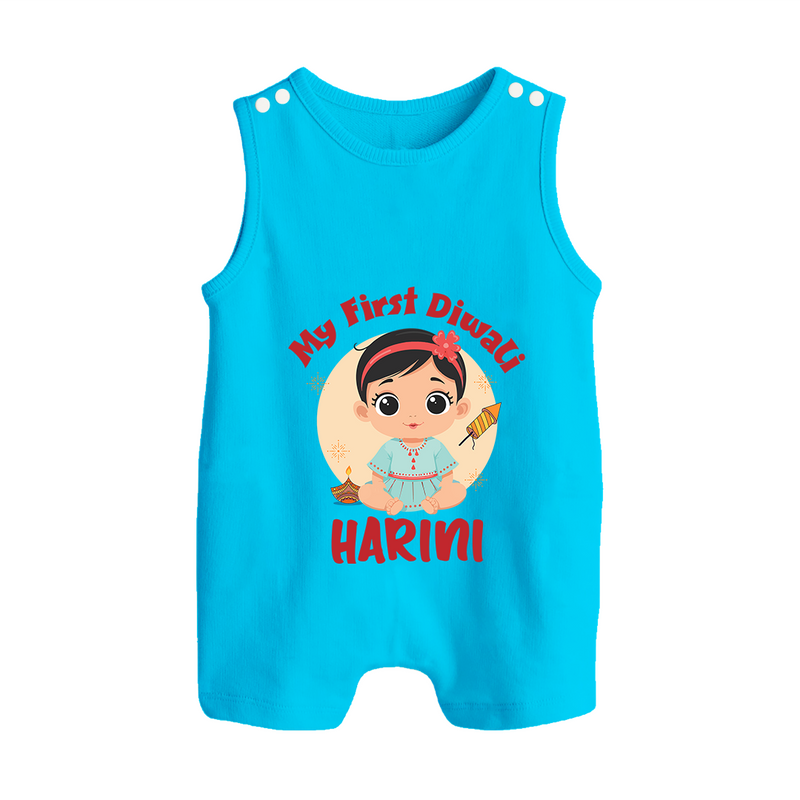 Sweet as Laddoo My First Diwali Romper Suit | Personalized Baby Romper Suit - SKY BLUE - 0 - 5 Months Old (Chest 18")