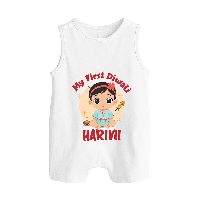 Sweet as Laddoo My First Diwali Romper Suit | Personalized Baby Romper Suit - WHITE - 0 - 5 Months Old (Chest 18")