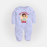 My First Diwali Star Full Body Suit - BABY BLUE - New Born (Chest 7.5")