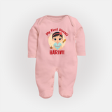 Sweet as Laddoo My First Diwali Sleep Suit | Personalized Baby Sleep Suit - BABY PINK - New Born (Chest 7.5")