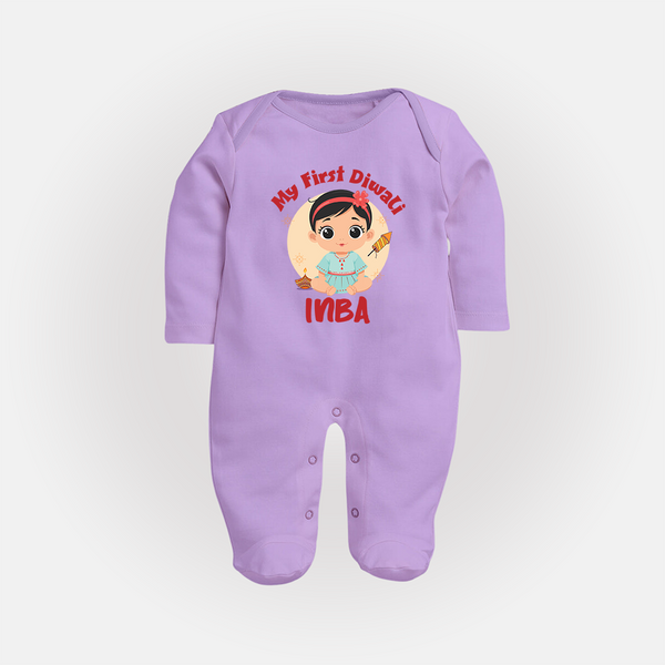 My First Diwali Star Full Body Suit - LILAC - New Born (Chest 7.5")