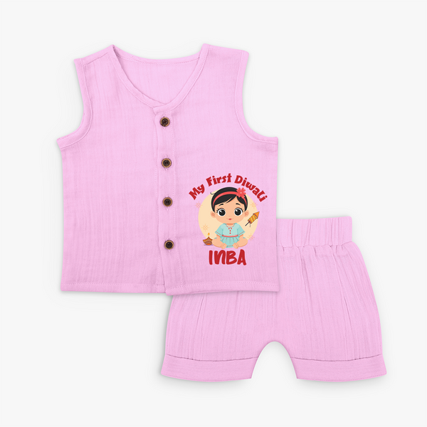 My First Diwali Star Jabla Set - BABY PINK - 0 - 3 Months Old (Chest 9.8")