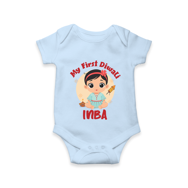 My First Diwali Star Romper - BABY BLUE - New Born (Chest 14")