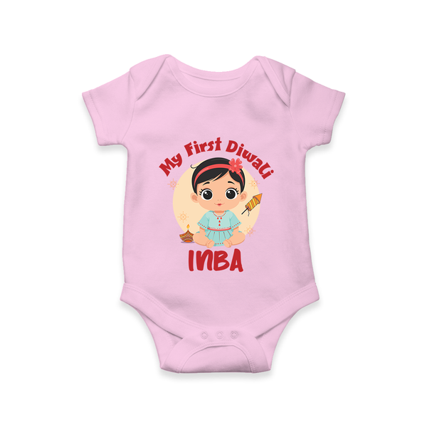 My First Diwali Star Romper - BABY PINK - New Born (Chest 14")