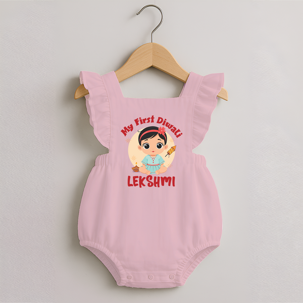 My First Diwali Star Romper Frock - BABY PINK - 0 - 3 Months Old (Chest 19")