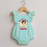 Sweet as Laddoo My First Diwali Romper Frock | Personalized Baby Romper Frock - MINT GREEN - 0 - 3 Months Old (Chest 19")