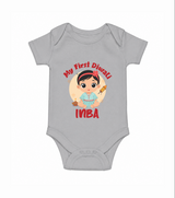 My First Diwali Star Romper - GREY - New Born (Chest 14")