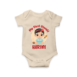 Sweet as Laddoo My First Diwali Romper | Personalized Baby Romper - IVORY - New Born (Chest 14")