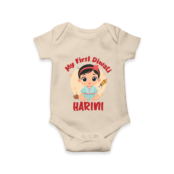 Sweet as Laddoo My First Diwali Romper | Personalized Baby Romper - IVORY - New Born (Chest 14")