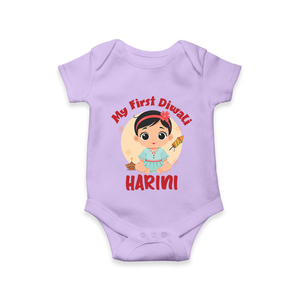 Sweet as Laddoo My First Diwali Romper | Personalized Baby Romper - LILAC - New Born (Chest 14")