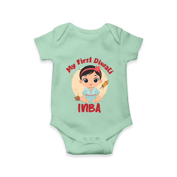 My First Diwali Star Romper - MINT GREEN - New Born (Chest 14")