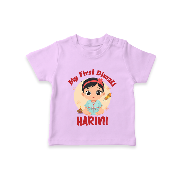 Sweet as Laddoo My First Diwali Tshirt | Personalized Baby Tshirt - LILAC - 0-5 Months Old (Chest 17")