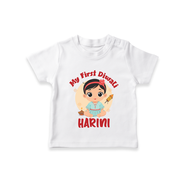 Sweet as Laddoo My First Diwali Tshirt | Personalized Baby Tshirt - WHITE - 0-5 Months Old (Chest 17")