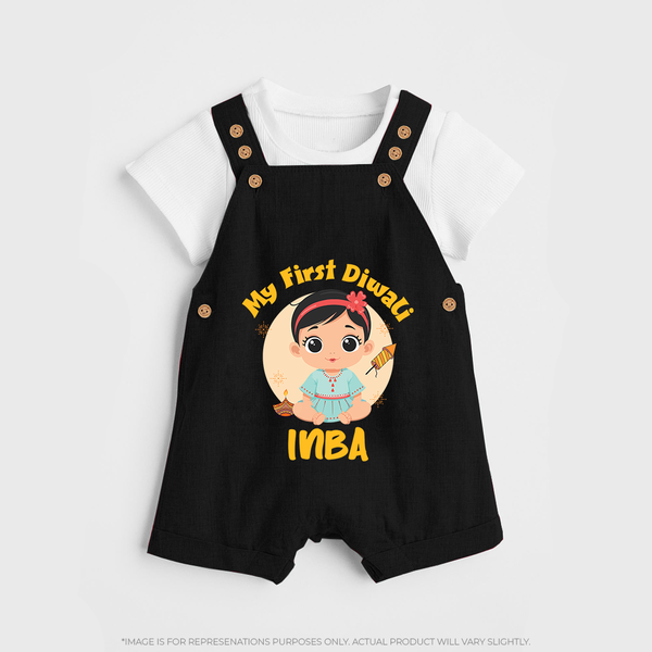 My First Diwali Star Dungaree - BLACK - 0 - 5 Months Old (Chest 18")