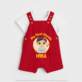 My First Diwali Star Dungaree - RED - 0 - 5 Months Old (Chest 18")