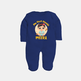 Sweet as Laddoo My First Diwali Sleep Suit | Personalized Baby Sleep Suit - NAVY BLUE - New Born (Chest 7.5")