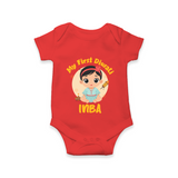 My First Diwali Star Romper - RED - New Born (Chest 14")