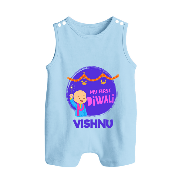 Tiny Festival Star My First Diwali Romper Suit | Personalized Baby Outfit - BABY BLUE - 0 - 5 Months Old (Chest 18")