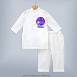 Tiny Festival Star My First Diwali Kurta Set | Personalized Baby Outfit - WHITE - 3 - 6 Months Old (Chest 24", Kurta Length 14'', Waist 19", Pant Length 14")