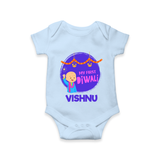 Tiny Festival Star My First Diwali Romper | Personalized Baby Outfit - BABY BLUE - New Born (Chest 14")