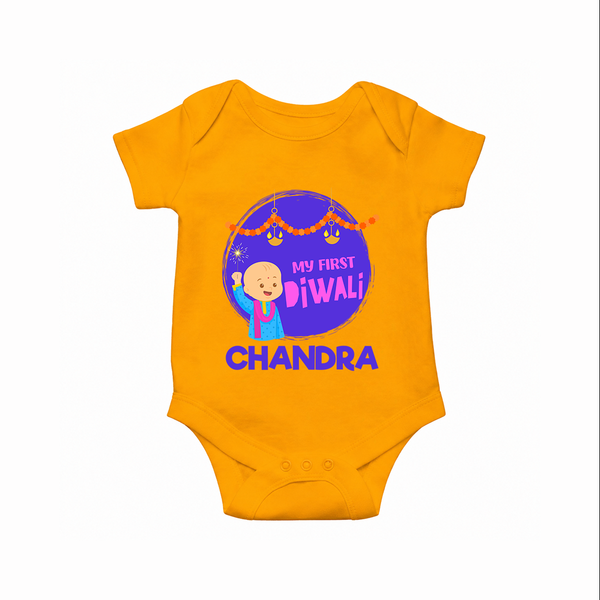 My First Diwali Lights & Laughter Romper - CHROME YELLOW - New Born (Chest 14")
