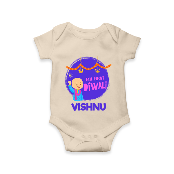 Tiny Festival Star My First Diwali Romper | Personalized Baby Outfit - IVORY - New Born (Chest 14")