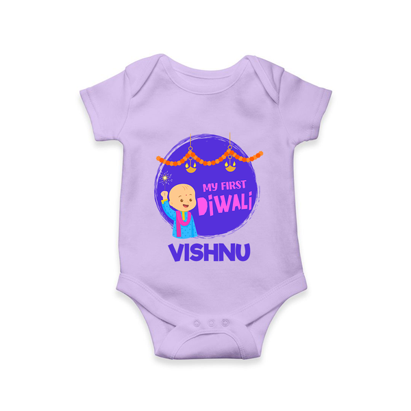 Tiny Festival Star My First Diwali Romper | Personalized Baby Outfit - LILAC - New Born (Chest 14")