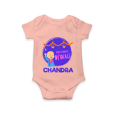 My First Diwali Lights & Laughter Romper - PEACH - New Born (Chest 14")