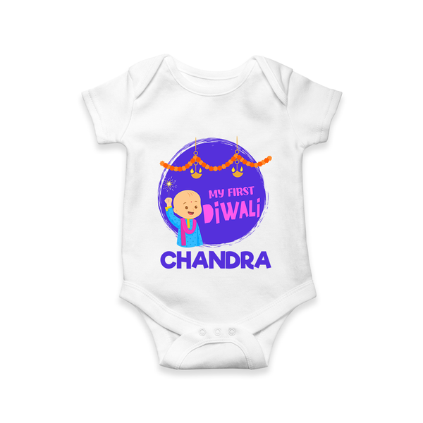 My First Diwali Lights & Laughter Romper - WHITE - New Born (Chest 14")