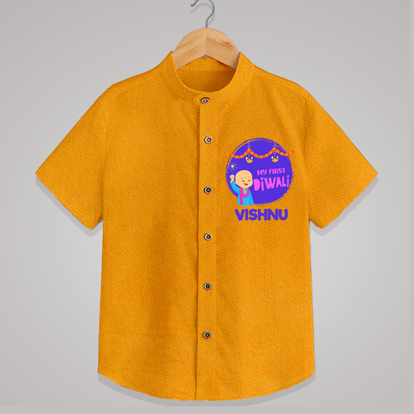 Tiny Festival Star My First Diwali Shirt | Personalized Baby Outfit - CHROME YELLOW - 0 - 6 Months Old (Chest 23")