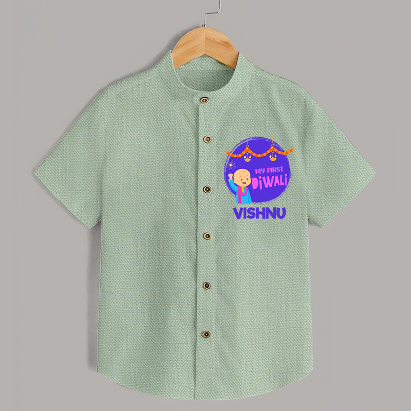 Tiny Festival Star My First Diwali Shirt | Personalized Baby Outfit - MINT GREEN - 0 - 6 Months Old (Chest 23")