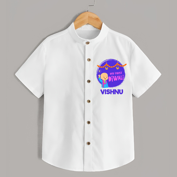 Tiny Festival Star My First Diwali Shirt | Personalized Baby Outfit - WHITE - 0 - 6 Months Old (Chest 23")