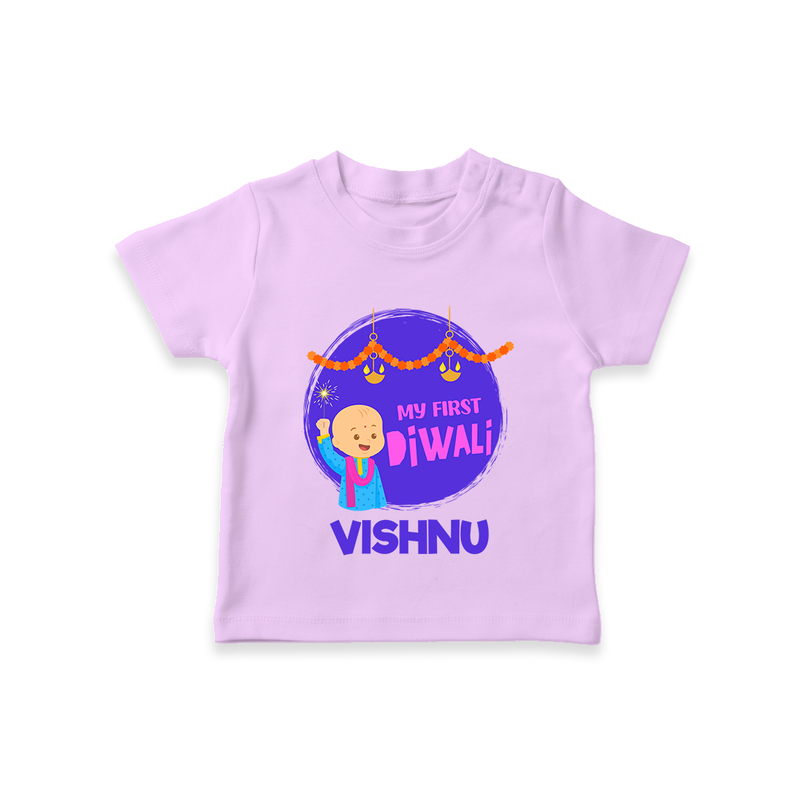 Tiny Festival Star My First Diwali Tshirt | Personalized Baby Outfit - LILAC - 0-5 Months Old (Chest 17")