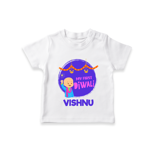 Tiny Festival Star My First Diwali Tshirt | Personalized Baby Outfit - WHITE - 0-5 Months Old (Chest 17")