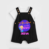 Tiny Festival Star My First Diwali Dungaree Set | Personalized Baby Outfit - BLACK - 0 - 5 Months Old (Chest 18")