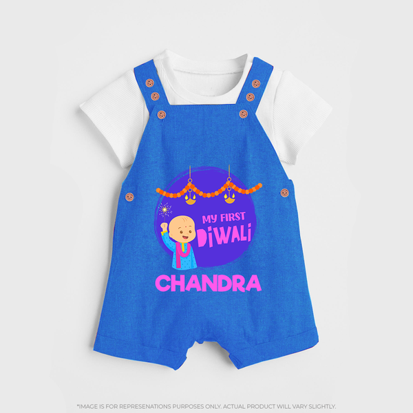 My First Diwali Lights & Laughter Dungaree - COBALT BLUE - 0 - 5 Months Old (Chest 18")