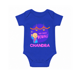 My First Diwali Lights & Laughter Romper - COBALT BLUE - New Born (Chest 14")
