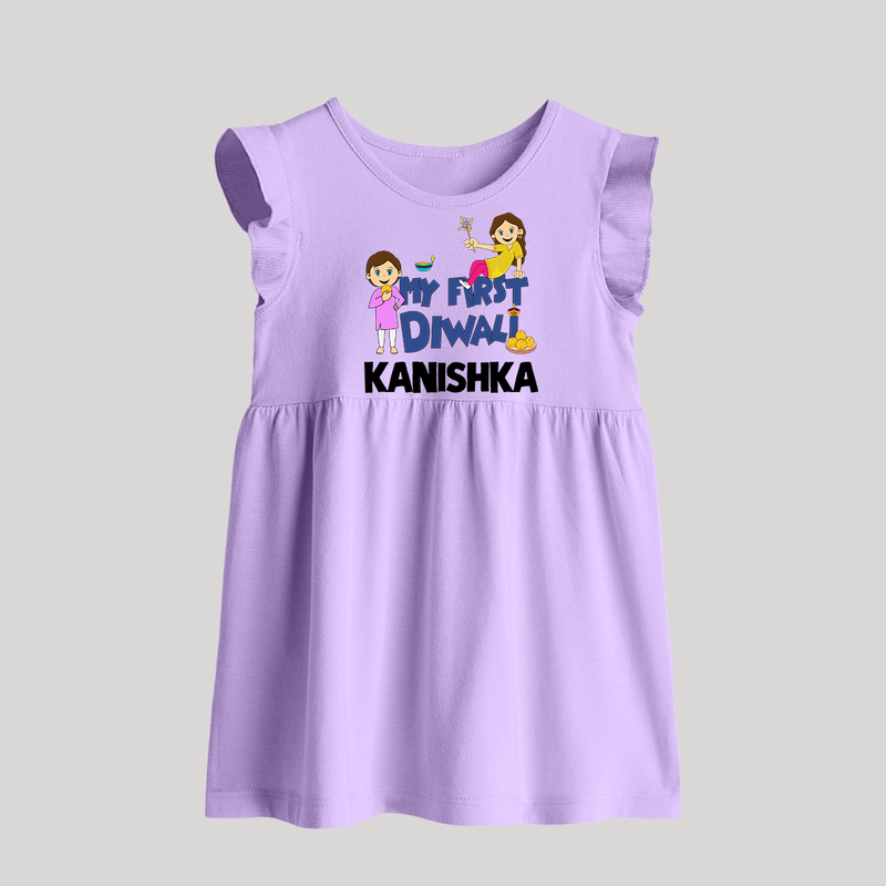 Mini Rocket on Duty My First Diwali Baby Frock | Custom Baby Baby Frock for Festival Fun - LILAC - 0 - 3 Months Old (Chest 17")