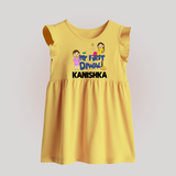 Mini Rocket on Duty My First Diwali Baby Frock | Custom Baby Baby Frock for Festival Fun - PASTEL YELLOW - 0 - 3 Months Old (Chest 17")